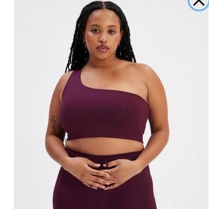 Girlfriend Collective Plum Bianca One Shoulder Bra